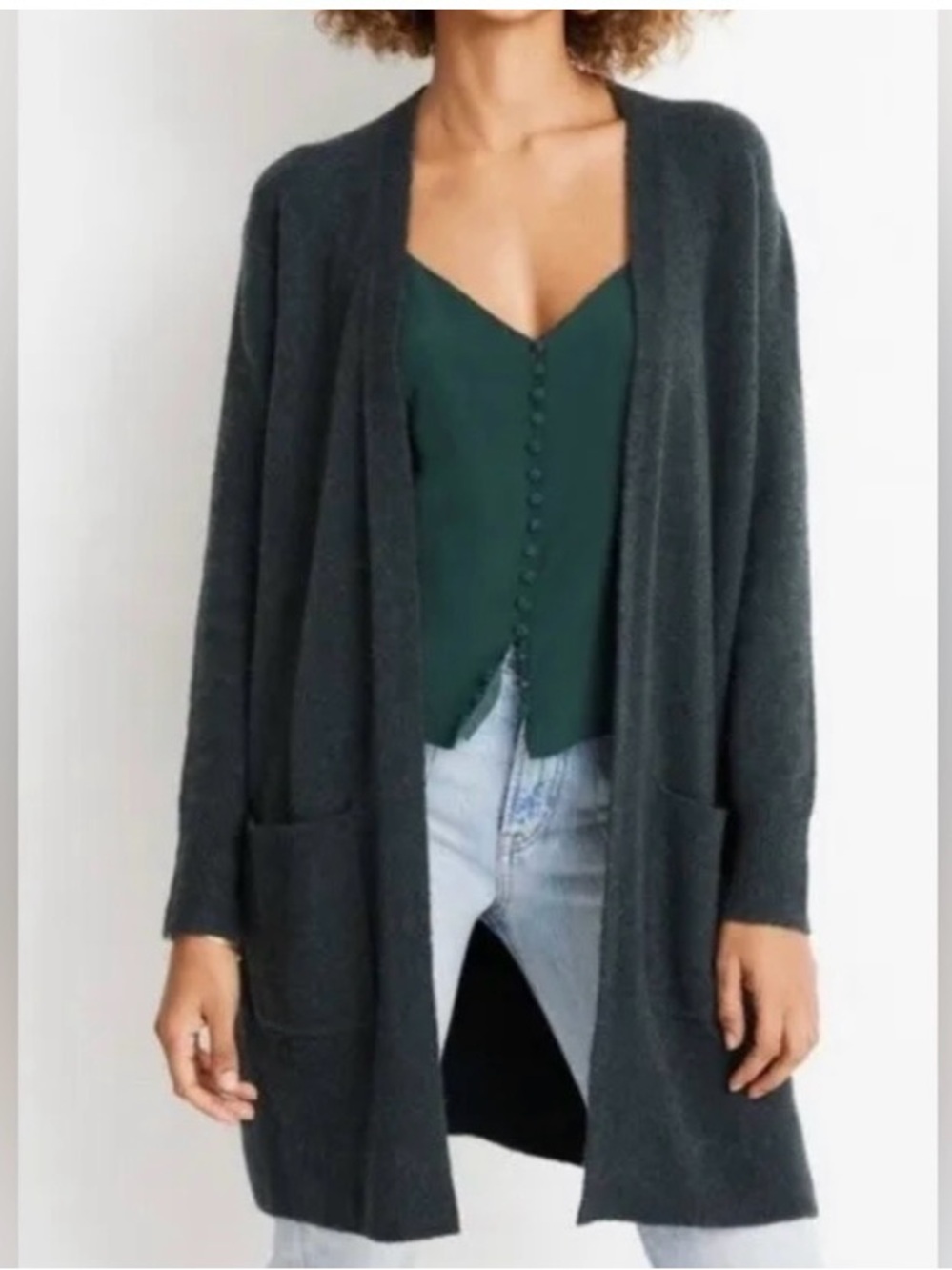 Madewell Kent Pocket Cardigan Dark Green Size Small